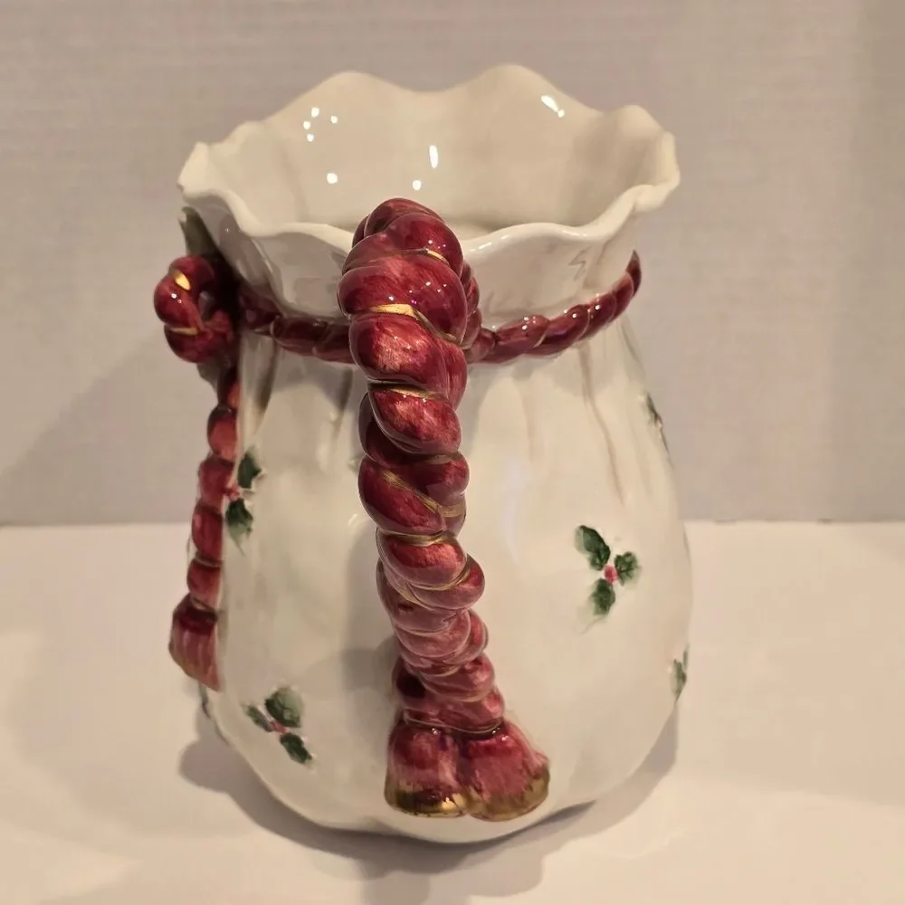 Vintage 1990 Fitz and Floyd 2 Qt Pitcher Old World Christmas Collectible